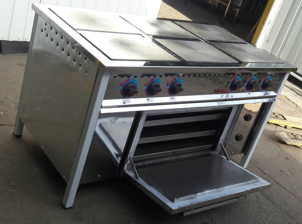 Плита електрична промислова ЮВЕНТА ПЕ-6Д (Р) з духовкою з рознесеними конфорками